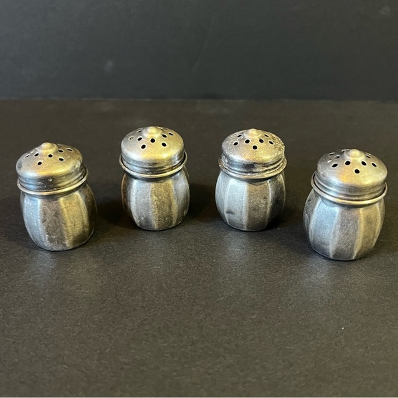 Vintage Mini Sterling Silver Salt and Pepper Shakers Set of 4 - 1930s Breakfast - Picture 1 of 10